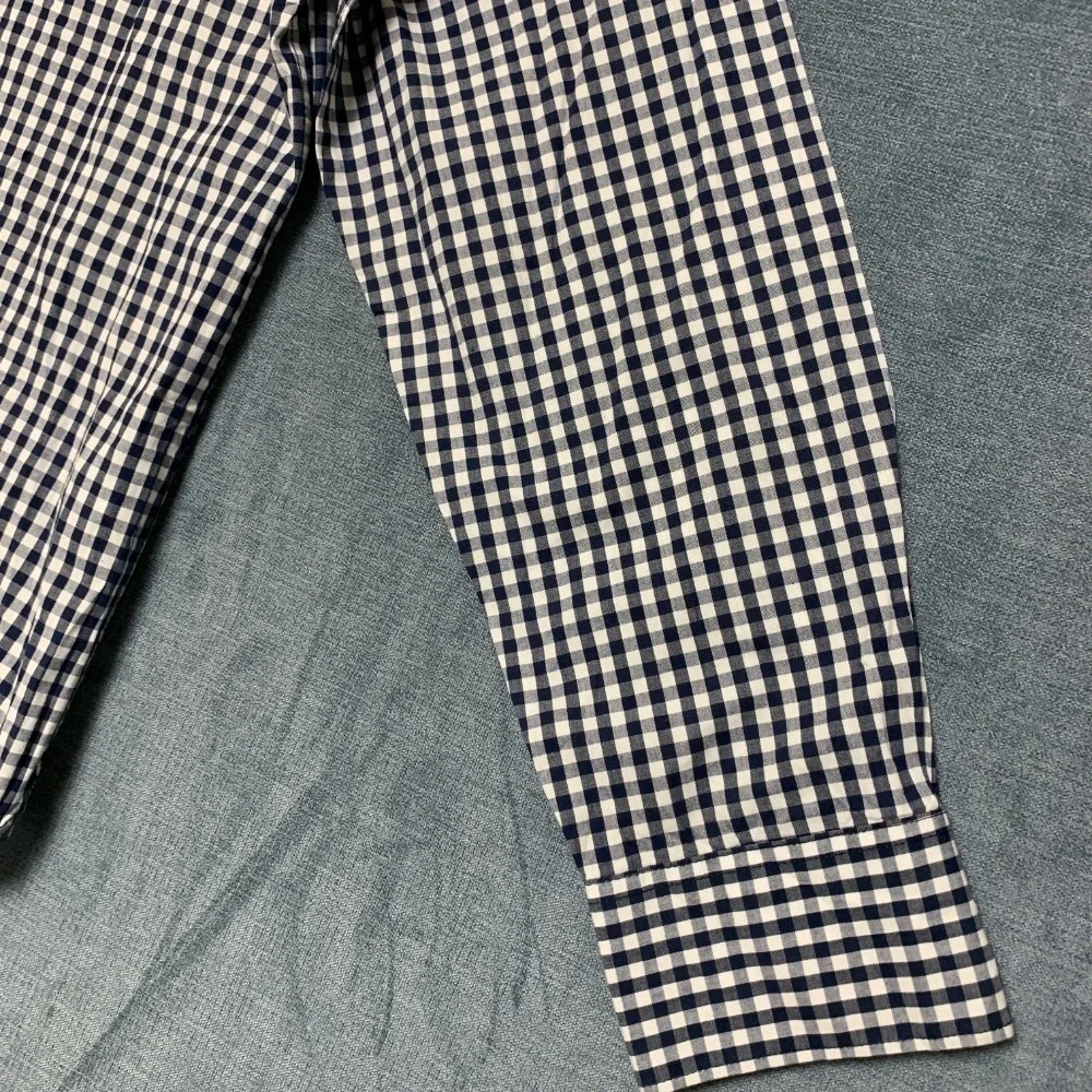 Banana Republic Slim Fit Shirt Mens Large White Black Plaid Business Button Up